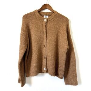 BDG Urban Outfitters Brown Fuzzy Knit Cardigan Sweater S Soft Grunge Minimalist